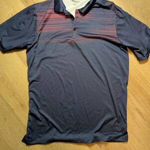 Men's Navy and Red Striped Polo Shirt